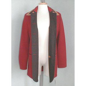 NEW Geiger Austria Boiled Wool Jacket! US 8 e 38  Red with Southwest Design Long
